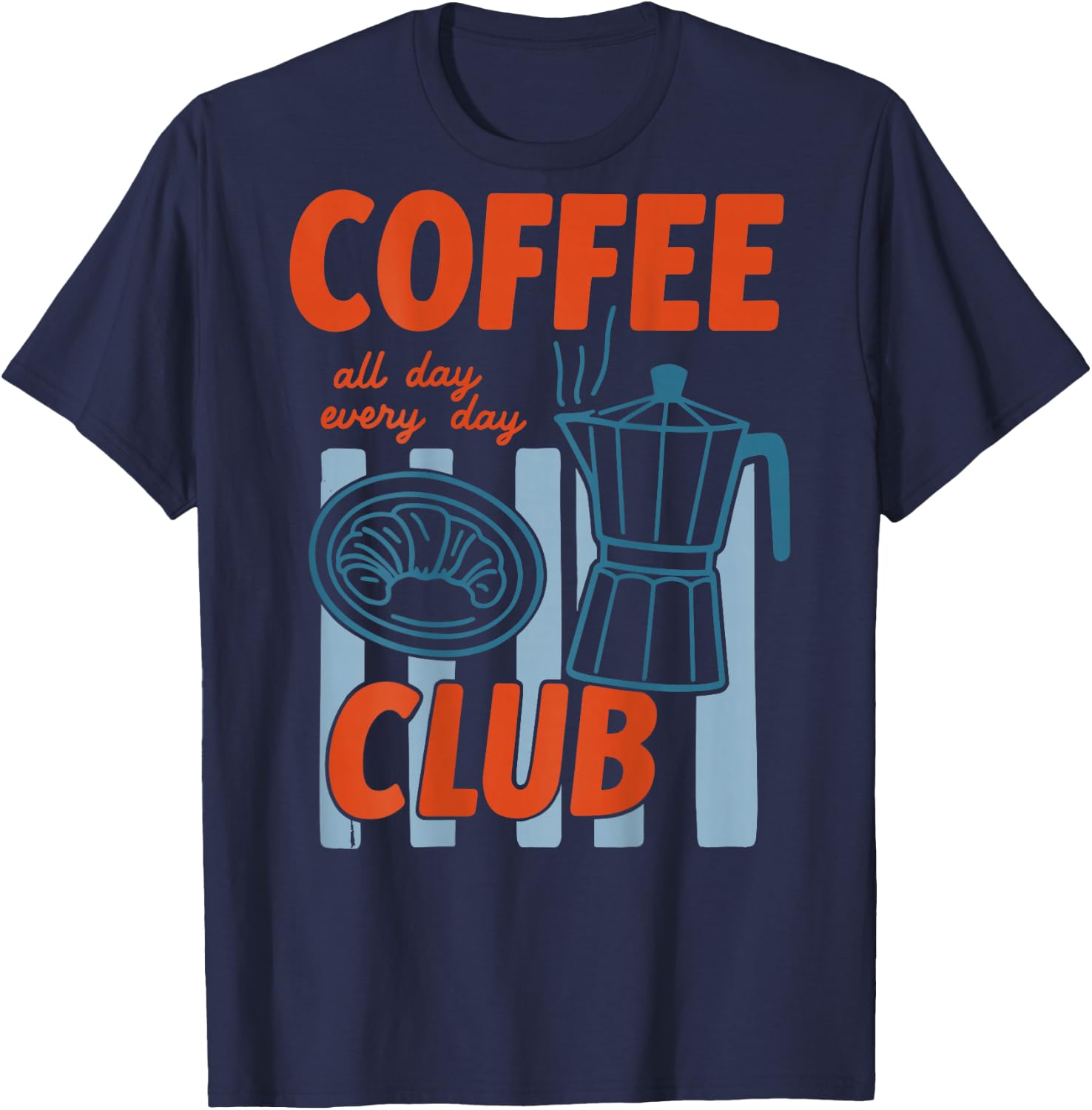 Coffee Moka Pot Hand Drawn Retro Food Lover T-Shirt - T-Shirt | Navy