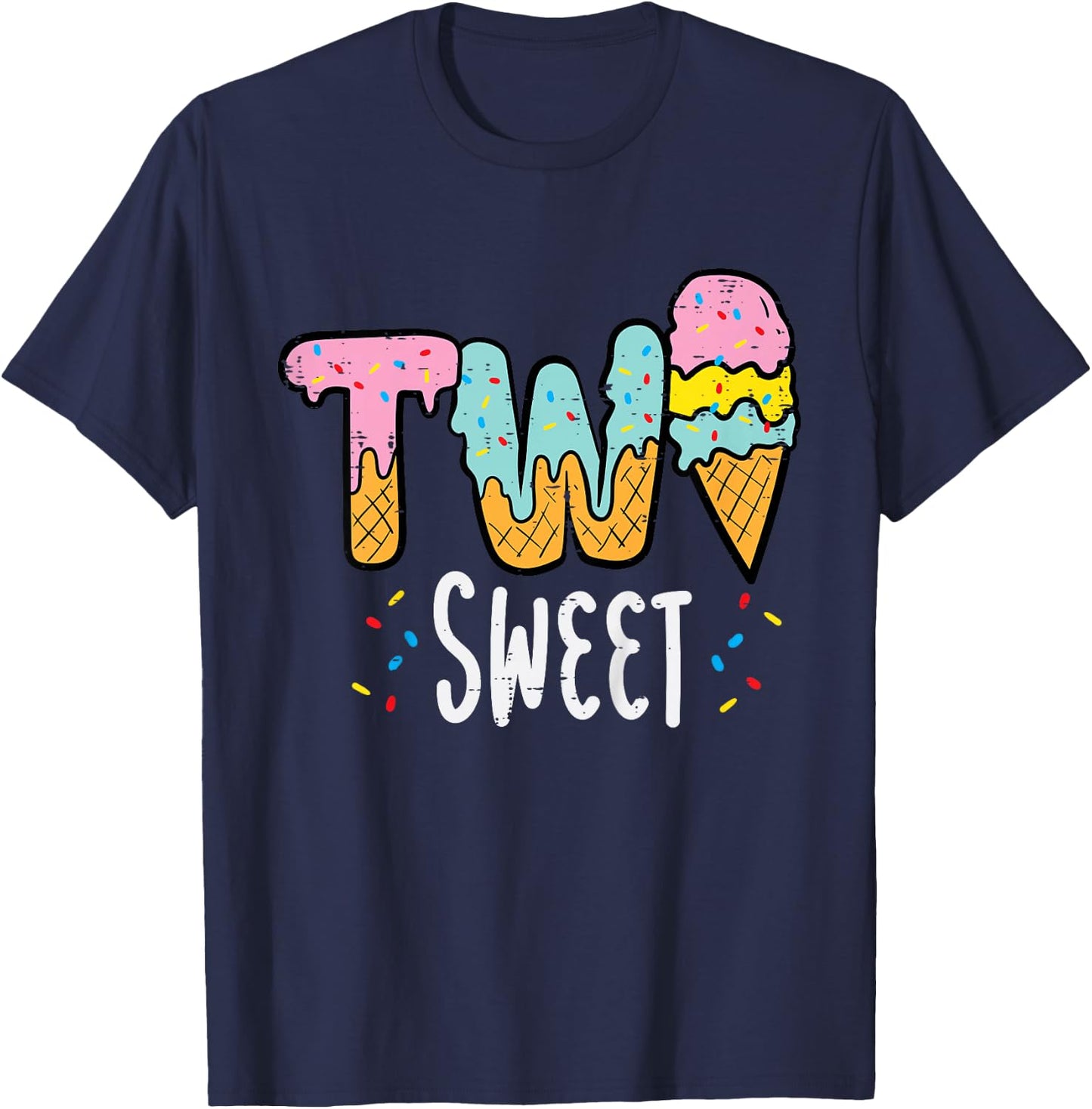 2nd Birthday Ice Cream Two Sweet Girls Boys Kids Toddler T-Shirt - T-Shirt | Navy