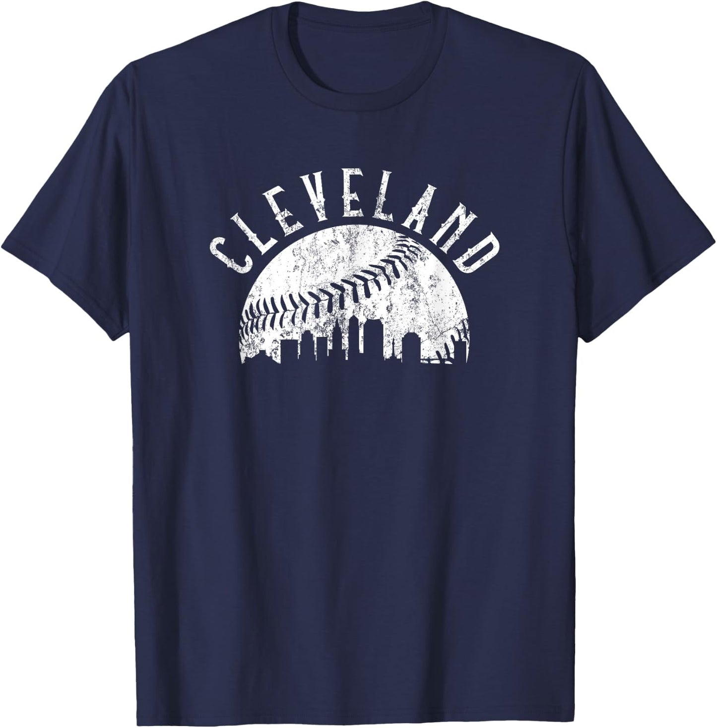 Vintage Cleveland Ohio Skyline Apparel T-Shirt - T-Shirt | Navy