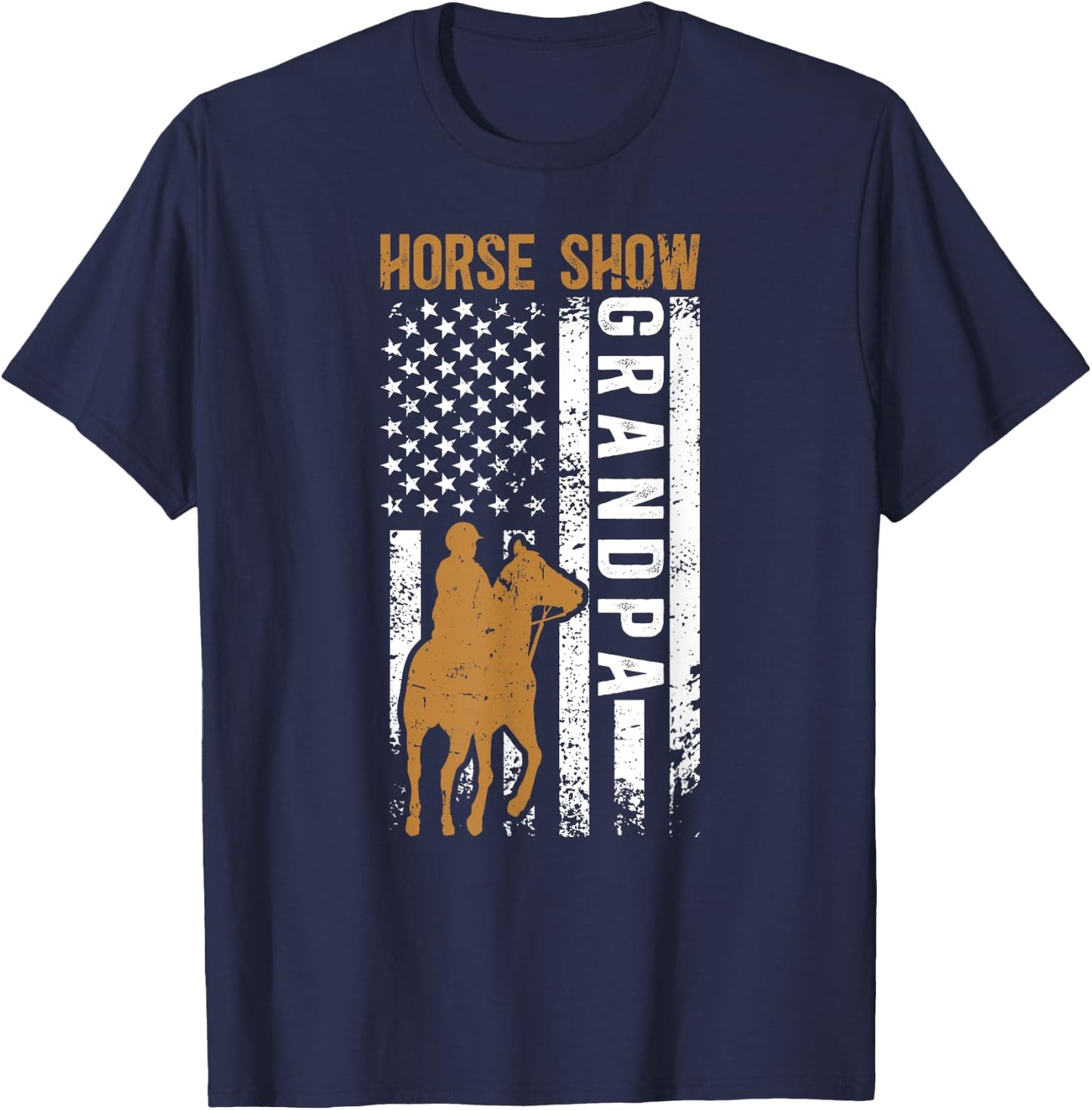 Horse Show Grandpa US Flag Equestrian Grandfather T-Shirt - T-Shirt | Navy