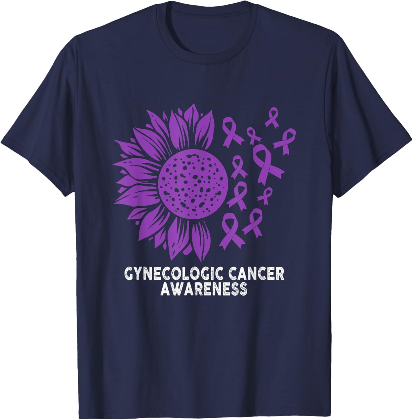Gynecologic Cancer Awareness Gynecologic Cancer Sunflower T-Shirt - T-Shirt | Navy