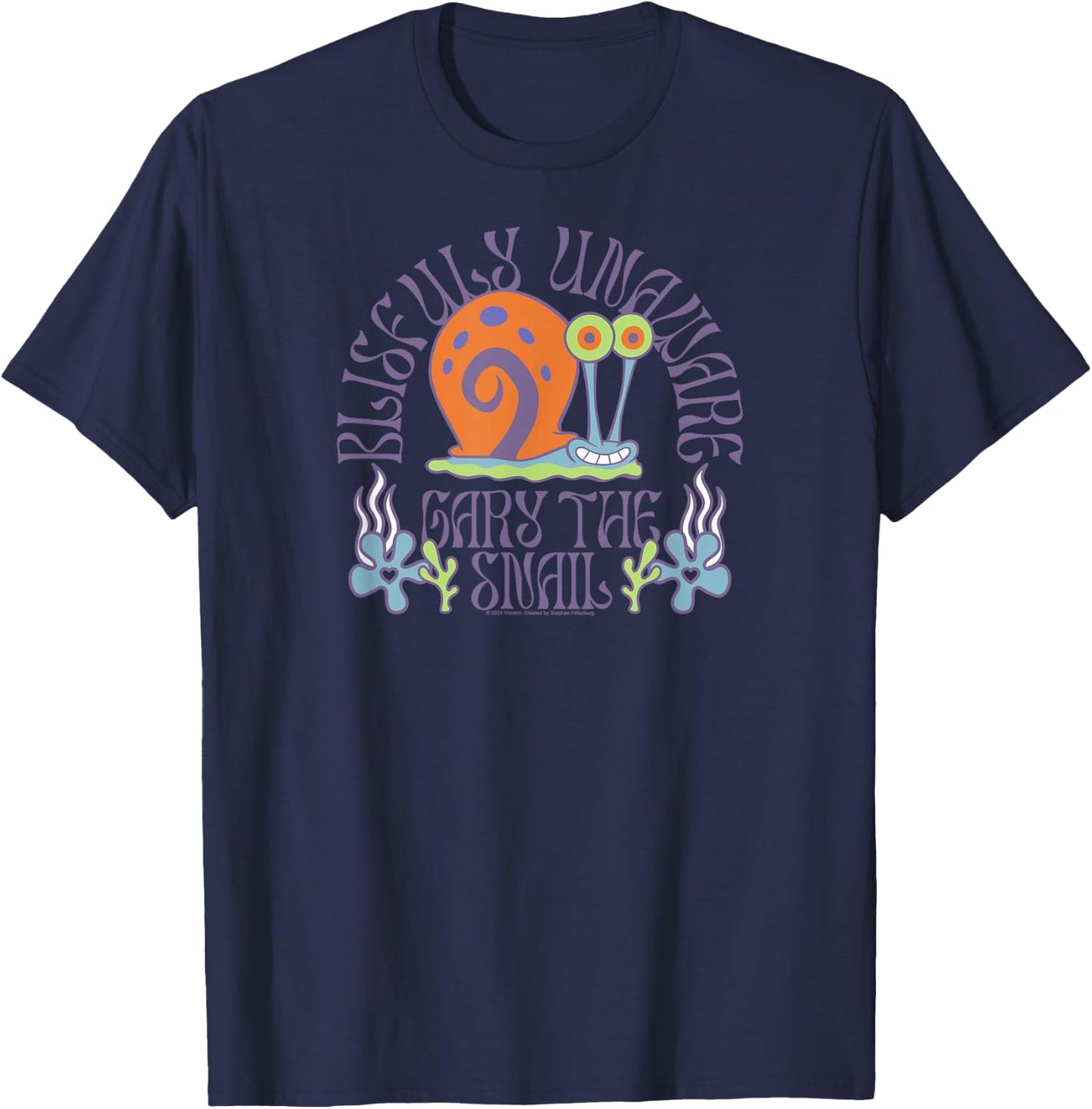 Spongebob Squarepants - Gary The Snail Blissfully Unaware T-Shirt - T-Shirt | Navy