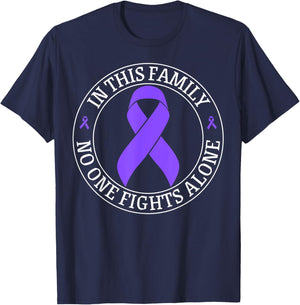 In This Family no-one Fight Alone Hodgkin's Lymphoma Cancer T-Shirt - T-Shirt | Navy
