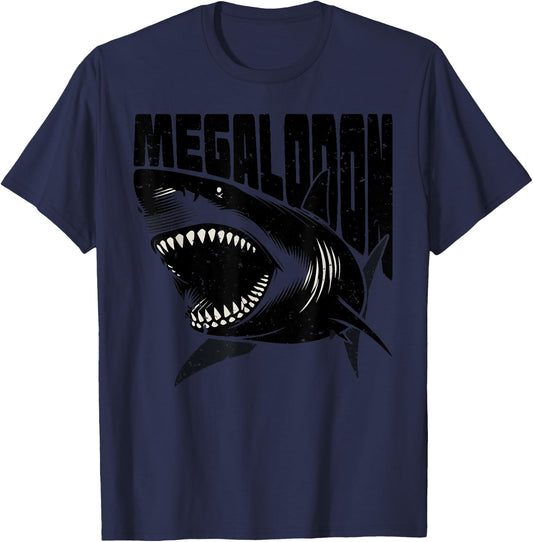Megalodon shark lovers retro megalodons T-Shirt - T-Shirt | Navy