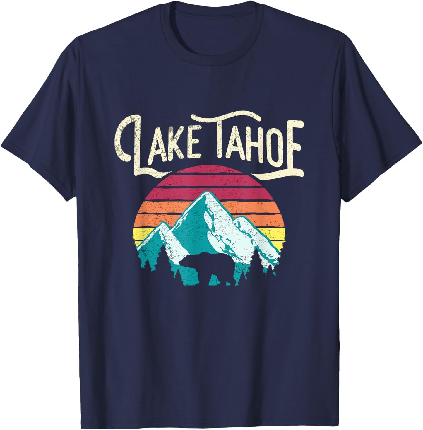 Vintage Lake Tahoe Mountain Retro T-Shirt - T-Shirt | Navy