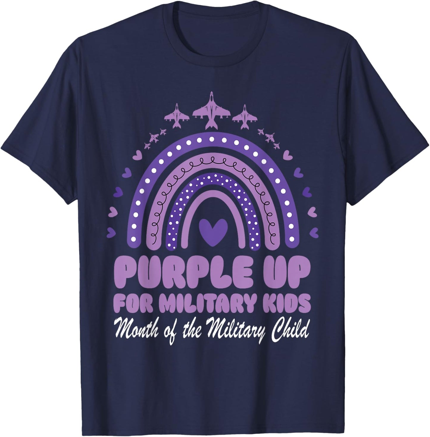Purple Up for Military Kids, Rainbow Month of Military Child T-Shirt - T-Shirt | Navy