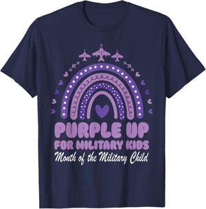 Purple Up for Military Kids, Rainbow Month of Military Child T-Shirt - T-Shirt | Navy