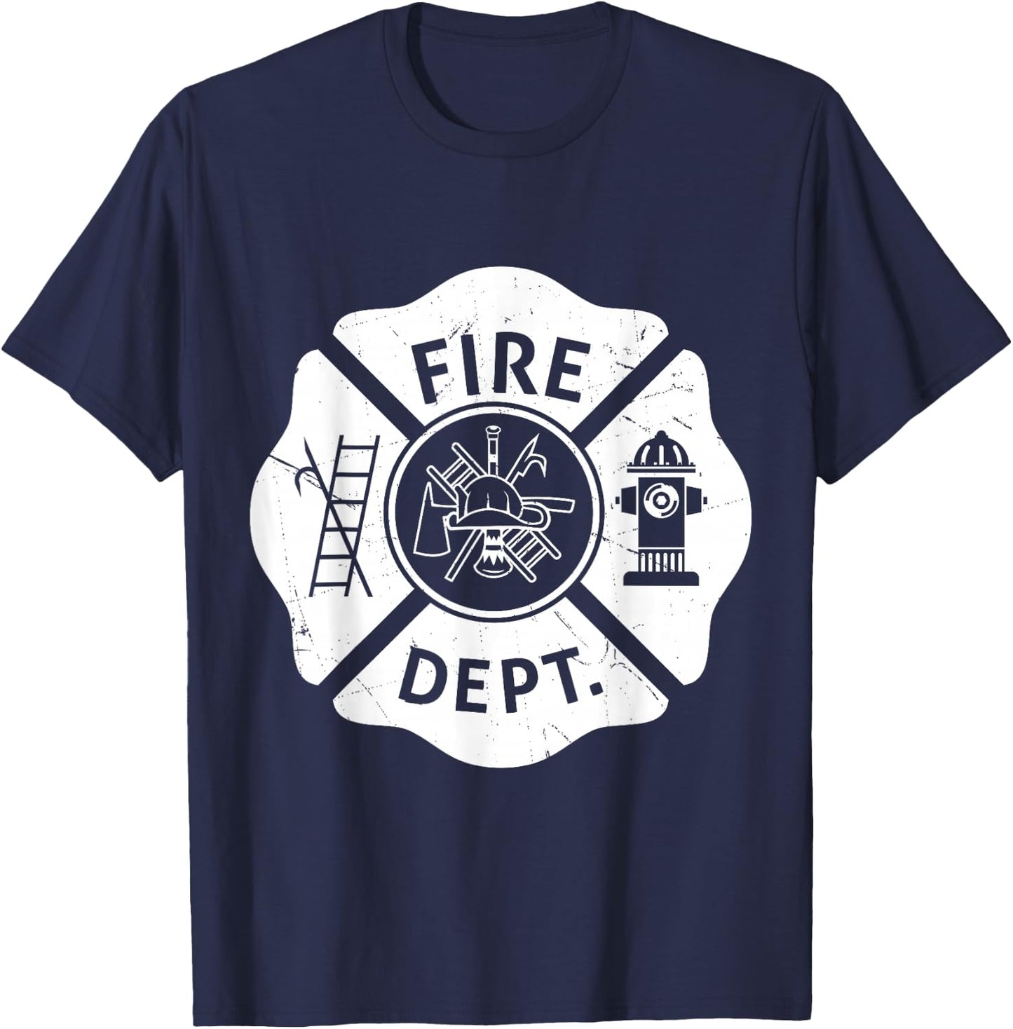 Fire Department Logo Uniform Fireman Symbol Firefighter Gear T-Shirt - T-Shirt | Navy