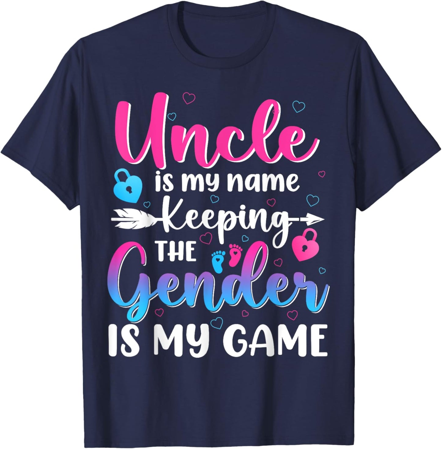 Uncle Is My Name Keeping The Gender Is My Game Reveal Baby T-Shirt - T-Shirt | Navy