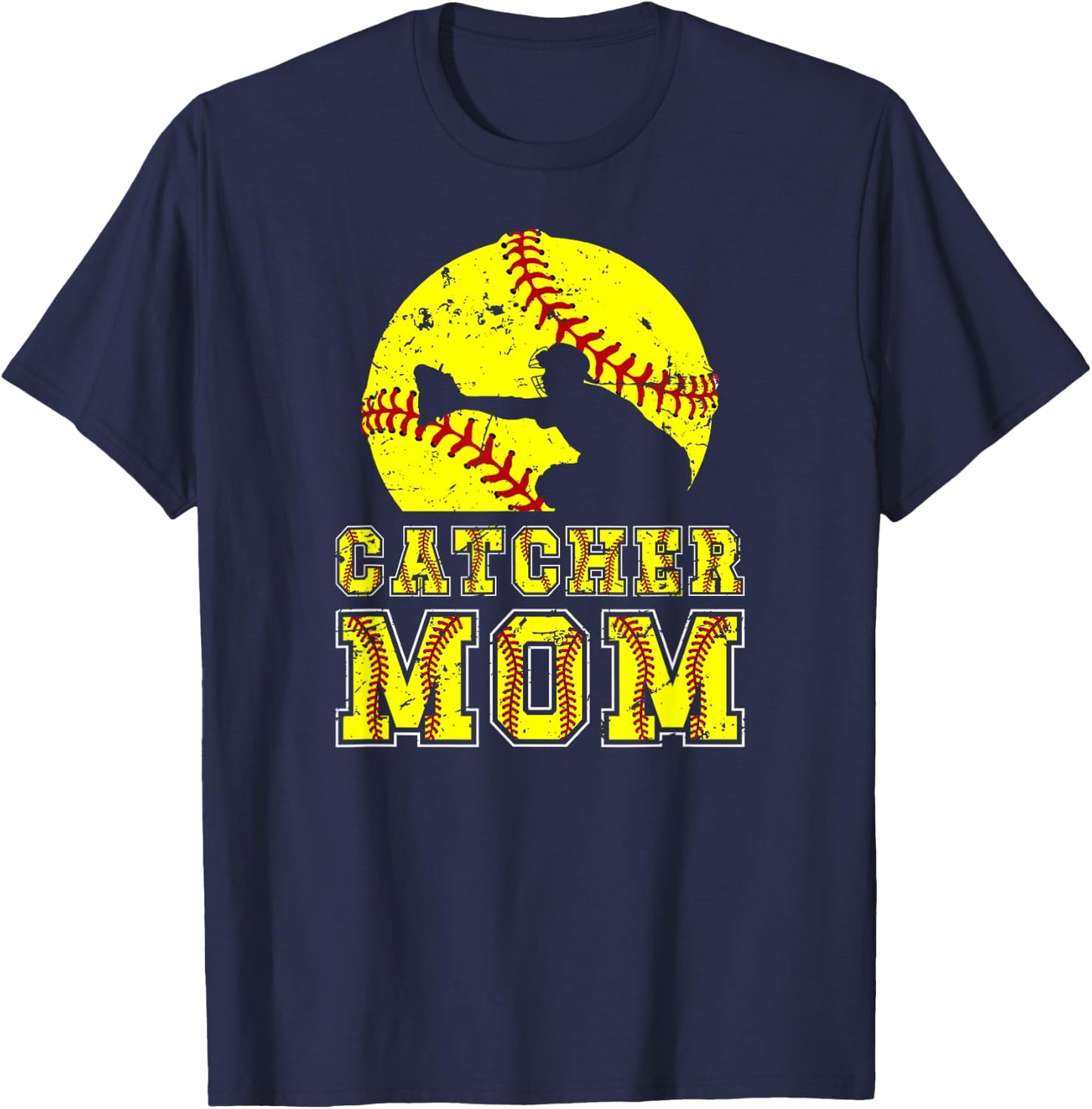 Softball Catcher Mom Of A Softball Catcher Mama T-Shirt - T-Shirt | Navy