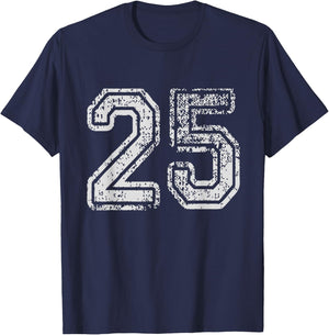 Team Jersey Uniforms Number 25 School Sports 25th Birthday T-Shirt - T-Shirt | Navy