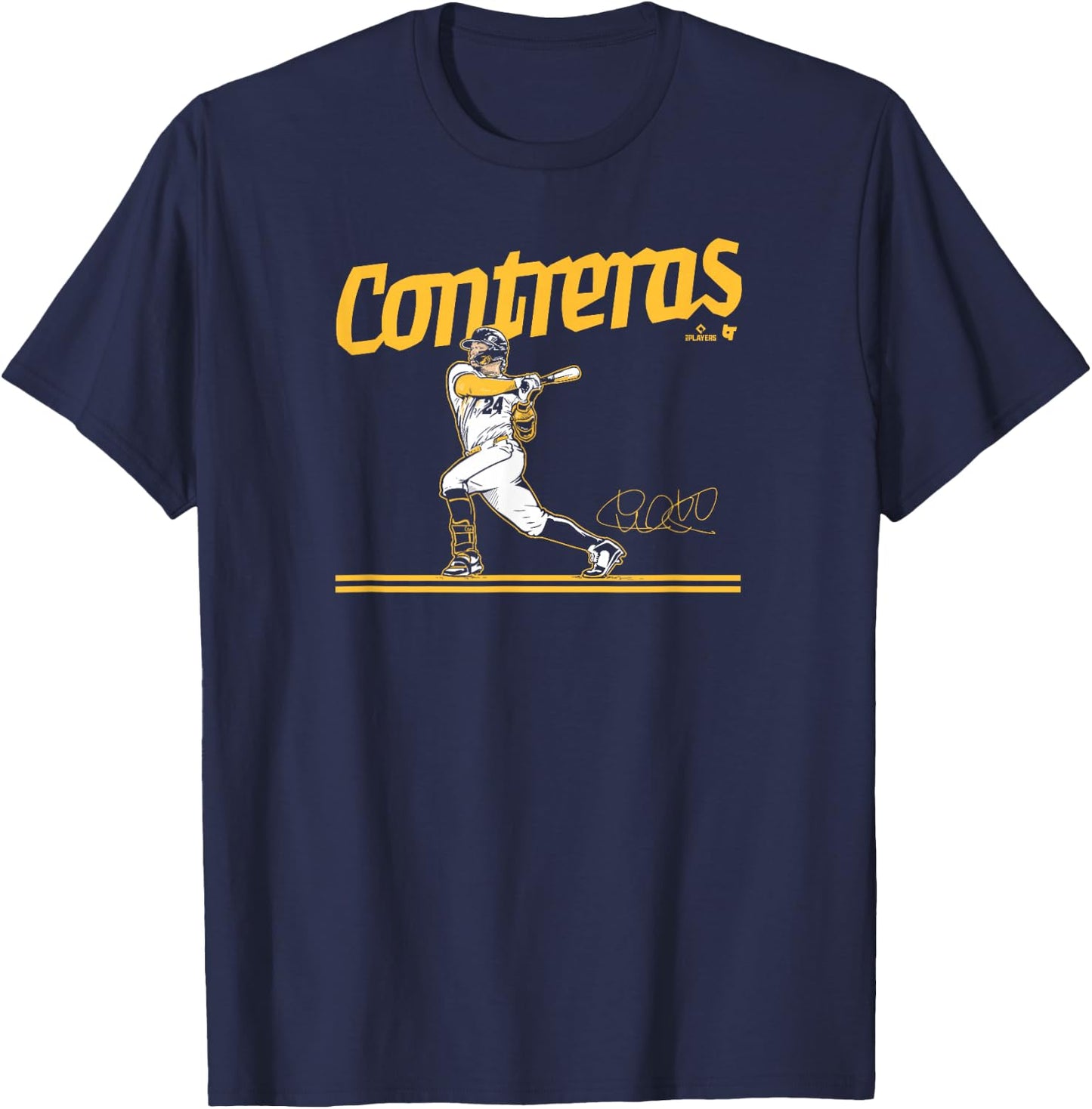 William Contreras - Slugger Swing - Milwaukee Baseball T-Shirt - T-Shirt | Navy