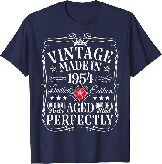 Vintage 71th Birthday Decorations Vintage 1954 71 Years Old T-Shirt - T-Shirt | Navy