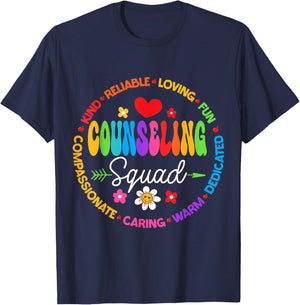 Groovy Counseling Squad Office Appreciation Back to School T-Shirt - T-Shirt | Navy