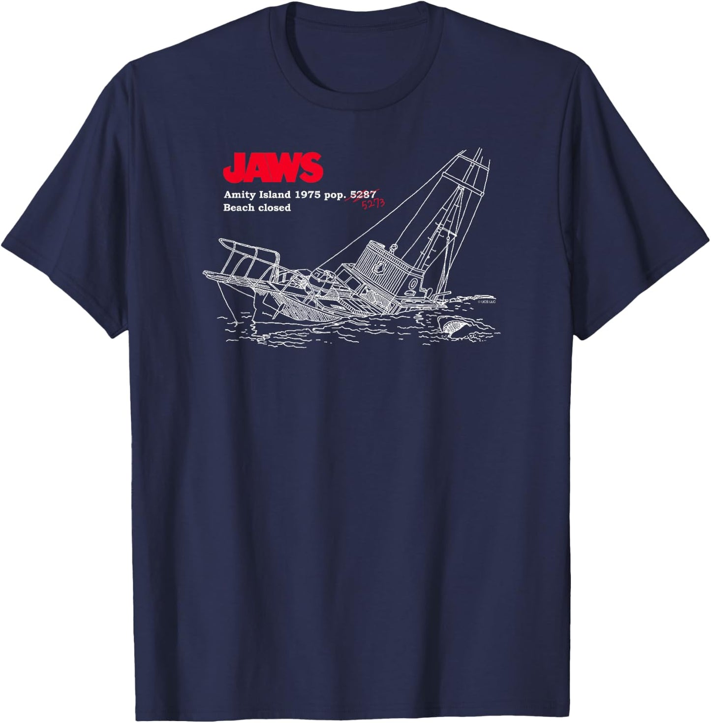 Jaws Amity Island Boat T-Shirt - T-Shirt | Navy