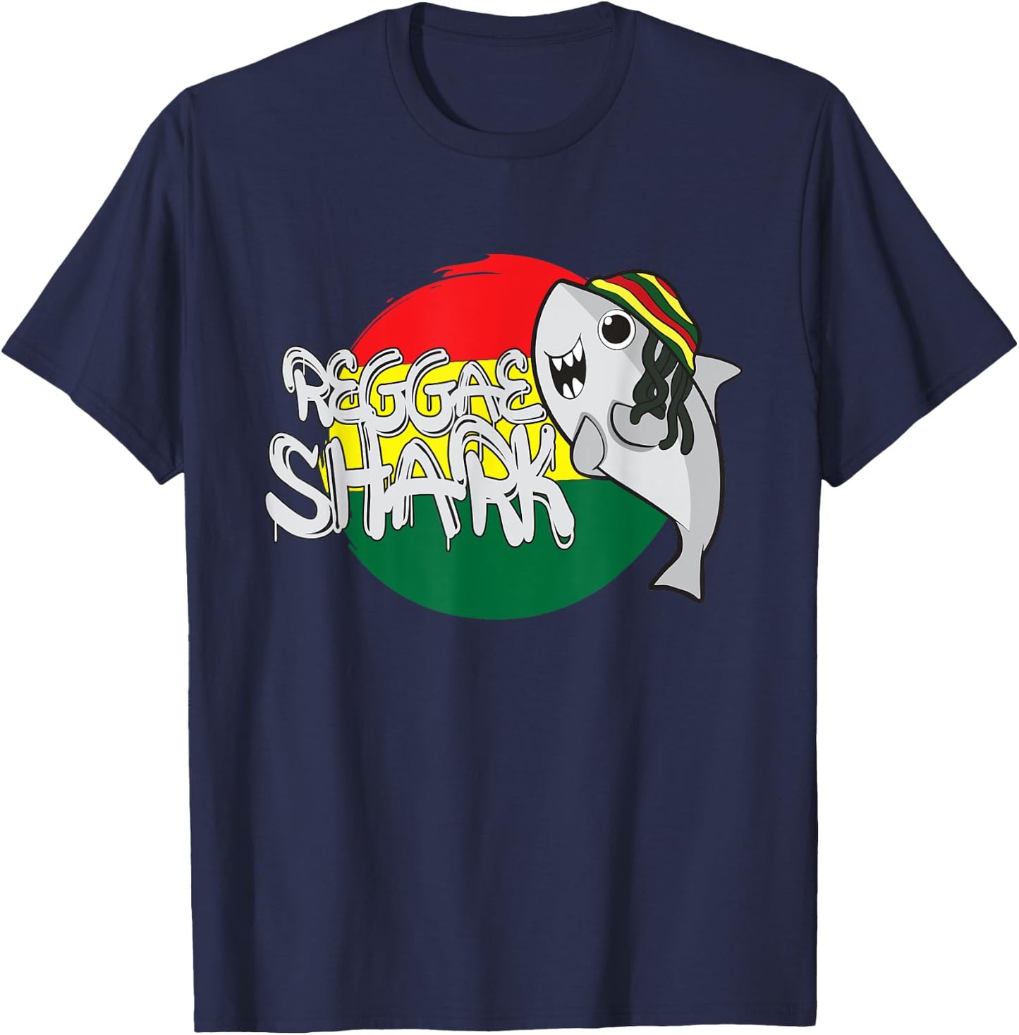 Reggae Shark Funny Rasta Shark T-Shirt - T-Shirt | Navy