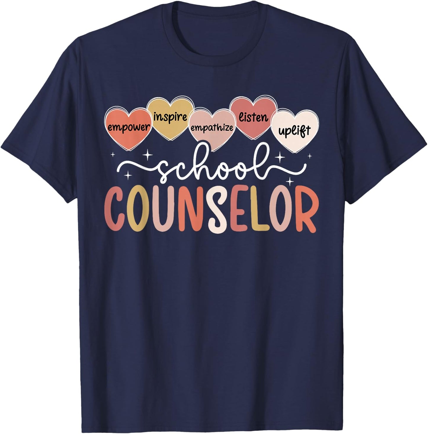School Counselor Appreciation School Counseling Hearts T-Shirt - T-Shirt | Navy