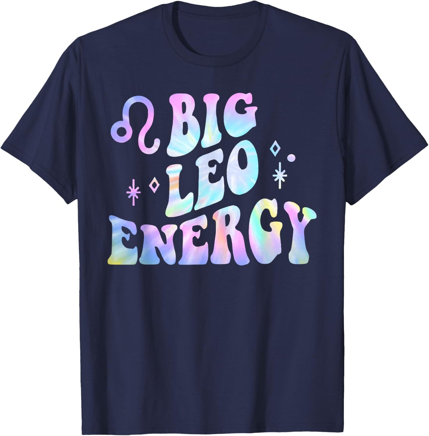Leo Big Energy Retro Smile Flower Zodiac Birthday T-Shirt - T-Shirt | Navy