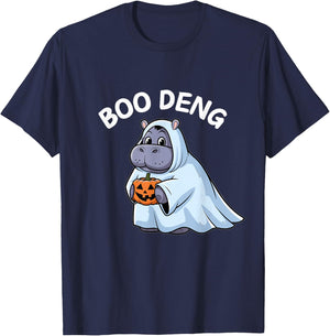 Cute Moo Deng Funny Boo Deng Halloween Costume T-Shirt - T-Shirt | Navy
