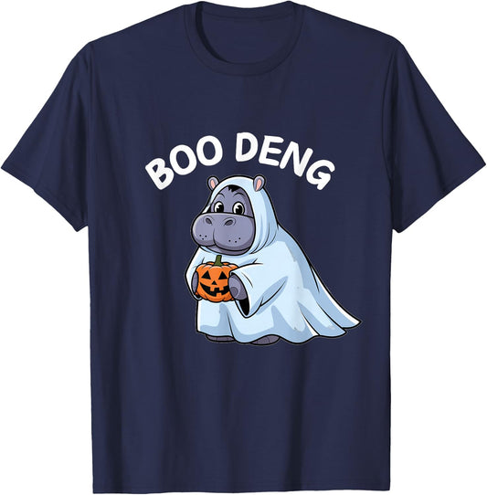 Cute Moo Deng Funny Boo Deng Halloween Costume T-Shirt - T-Shirt | Navy