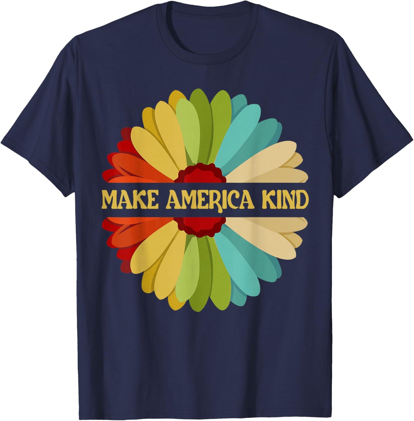 Make America Kind USA Sunflower T-Shirt - T-Shirt | Navy