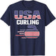 USA Team Curling Rock Jersey American Flag Winter Sport Gift Kids Men T-Shirt - T-Shirt | Navy