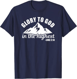 Luke 2 14 Bible Glory to God in The Highest Christmas Faith T-Shirt - T-Shirt | Navy