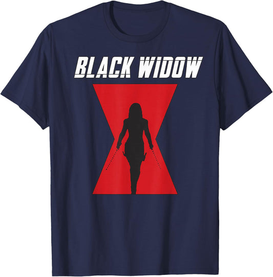 Marvel Black Widow Logo Silhouette Small T-Shirt - T-Shirt | Navy