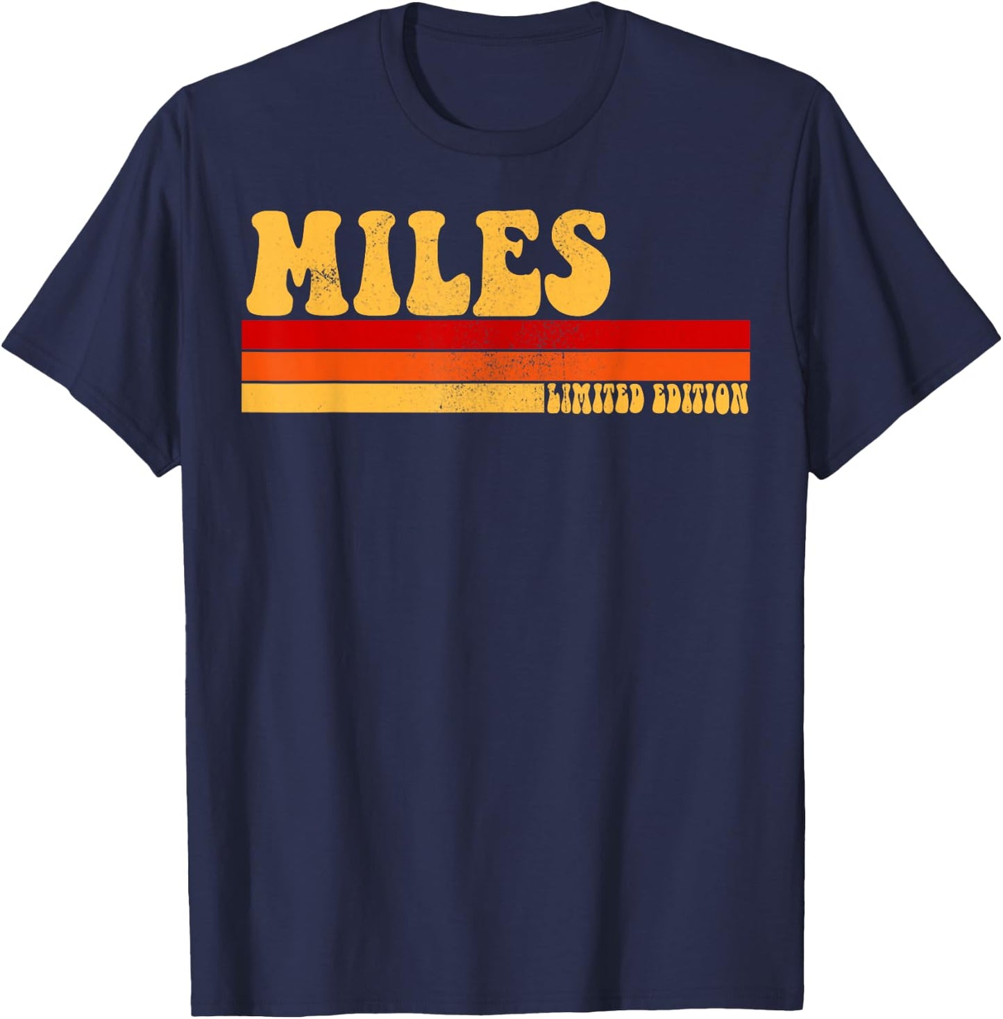 MILES Name Personalized Idea Men Retro Vintage MILES T-Shirt - T-Shirt | Navy