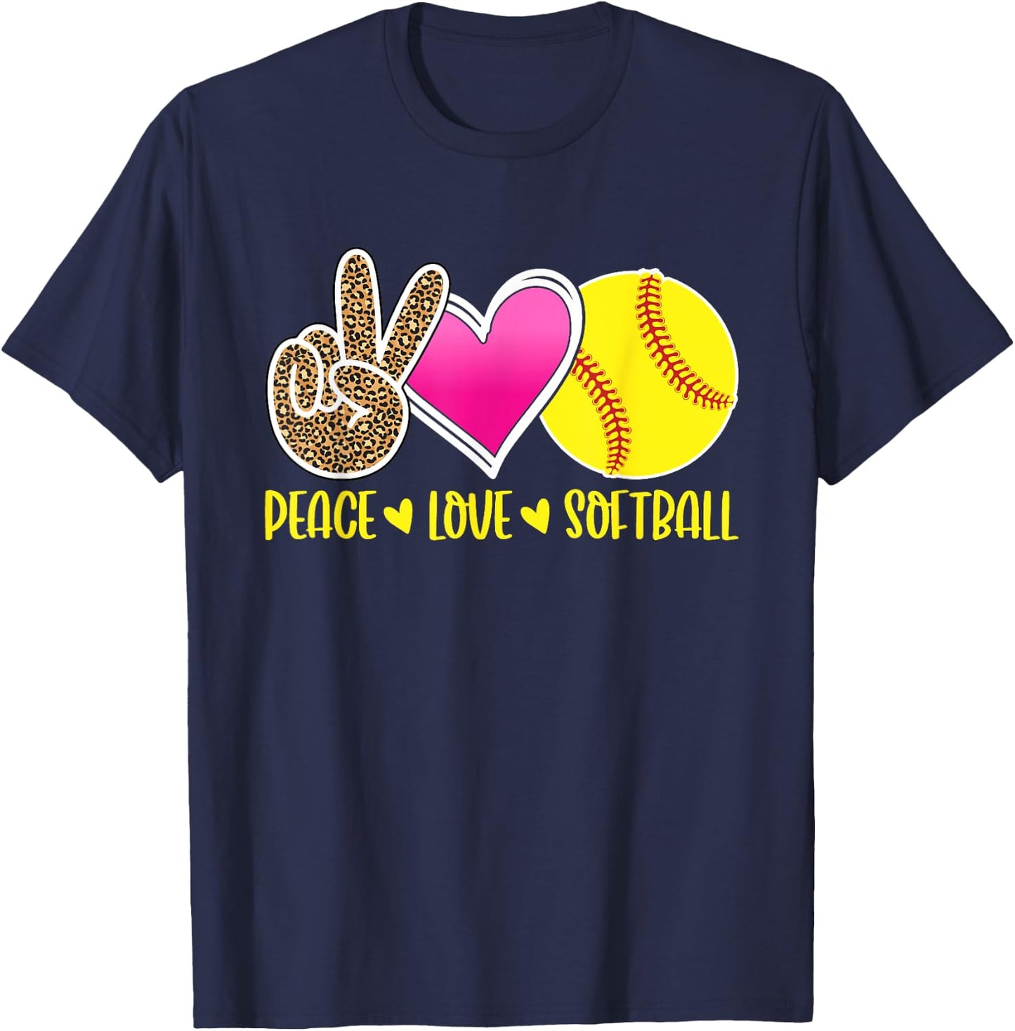 Peace Love Softball For Teen Girls | Peace Love Play T-Shirt - T-Shirt | Navy