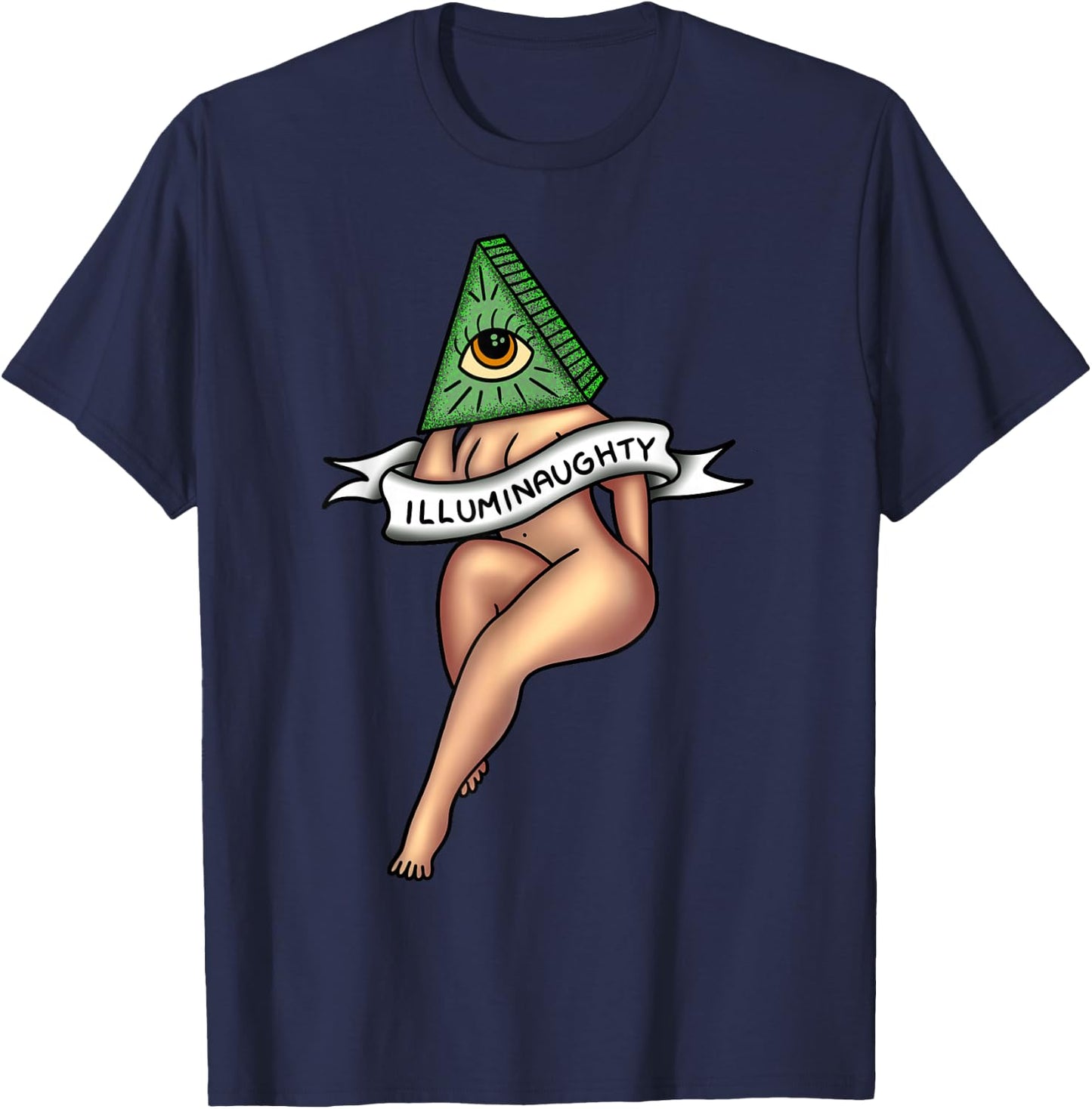 Sexy Girl x Illuminaughty x Illuminati Occult Tattoo Flash T-Shirt - T-Shirt | Navy