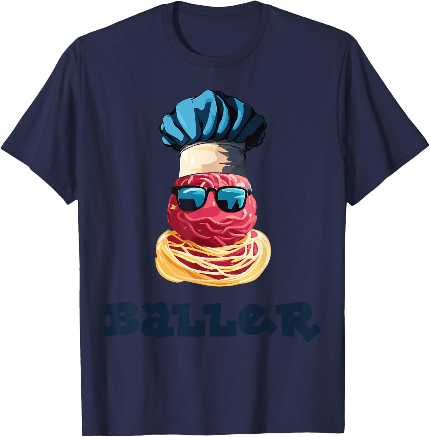 Sporty Chef, Meet Meatballer the Ballin’ Baller T-Shirt - T-Shirt | Navy