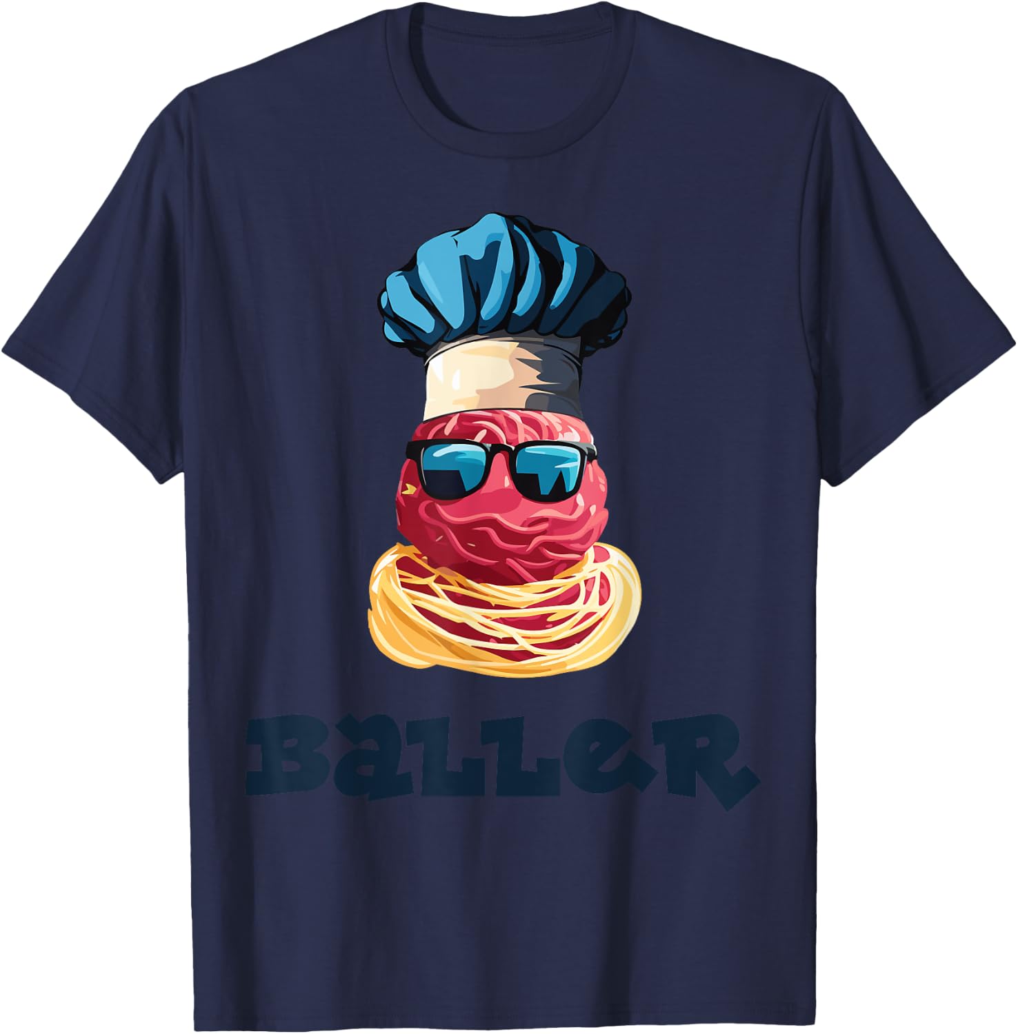 Sporty Chef, Meet Meatballer the Ballin’ Baller T-Shirt - T-Shirt | Navy