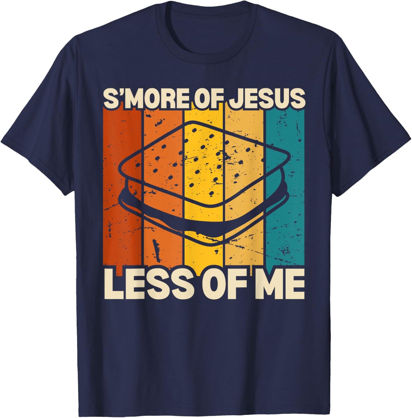 Funny Smore Of Jesus Less Of Me Camping Christian Sunset T-Shirt - T-Shirt | Navy