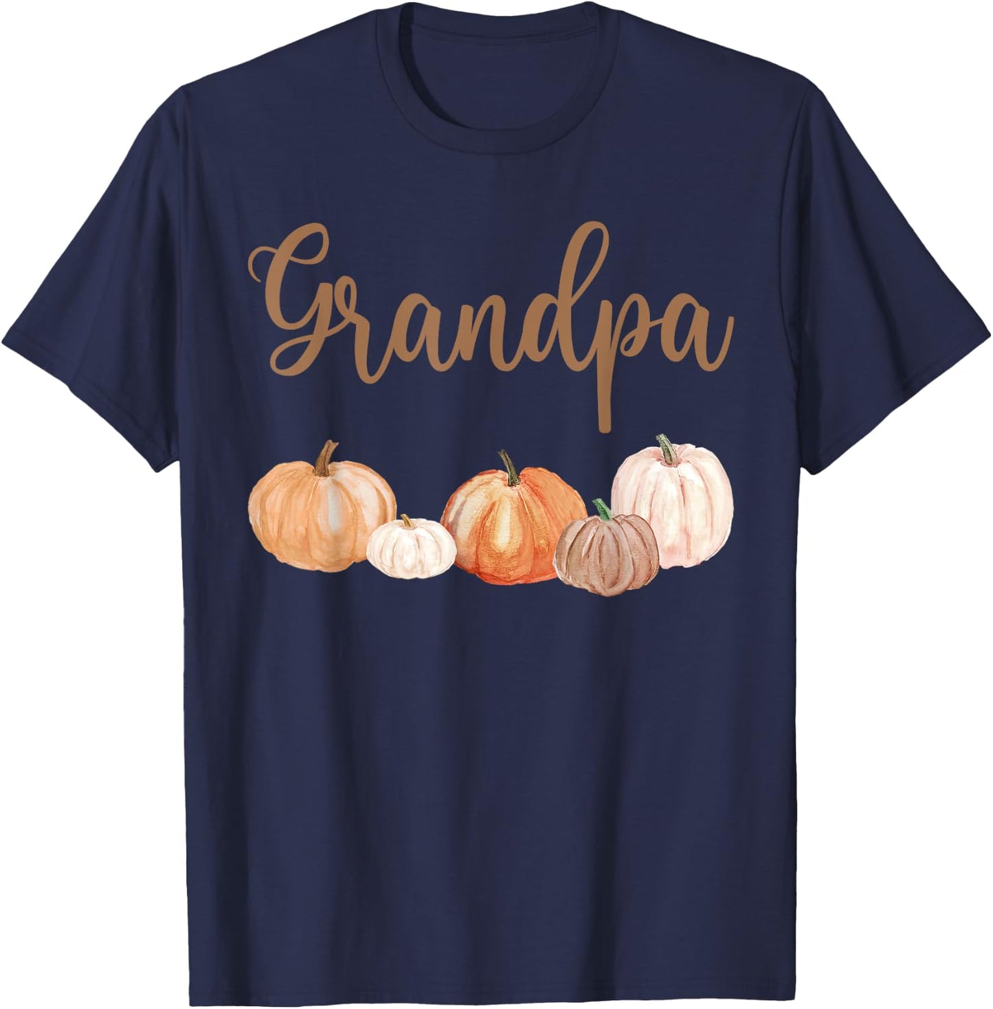 Grandpa of Little Pumpkin First Birthday Autumn Pumpkin T-Shirt - T-Shirt | Navy