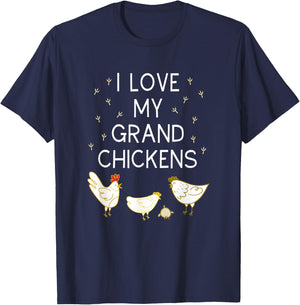 I Love My Grand Chickens Funny Chicken Lover Grandma Grandpa T-Shirt - T-Shirt | Navy