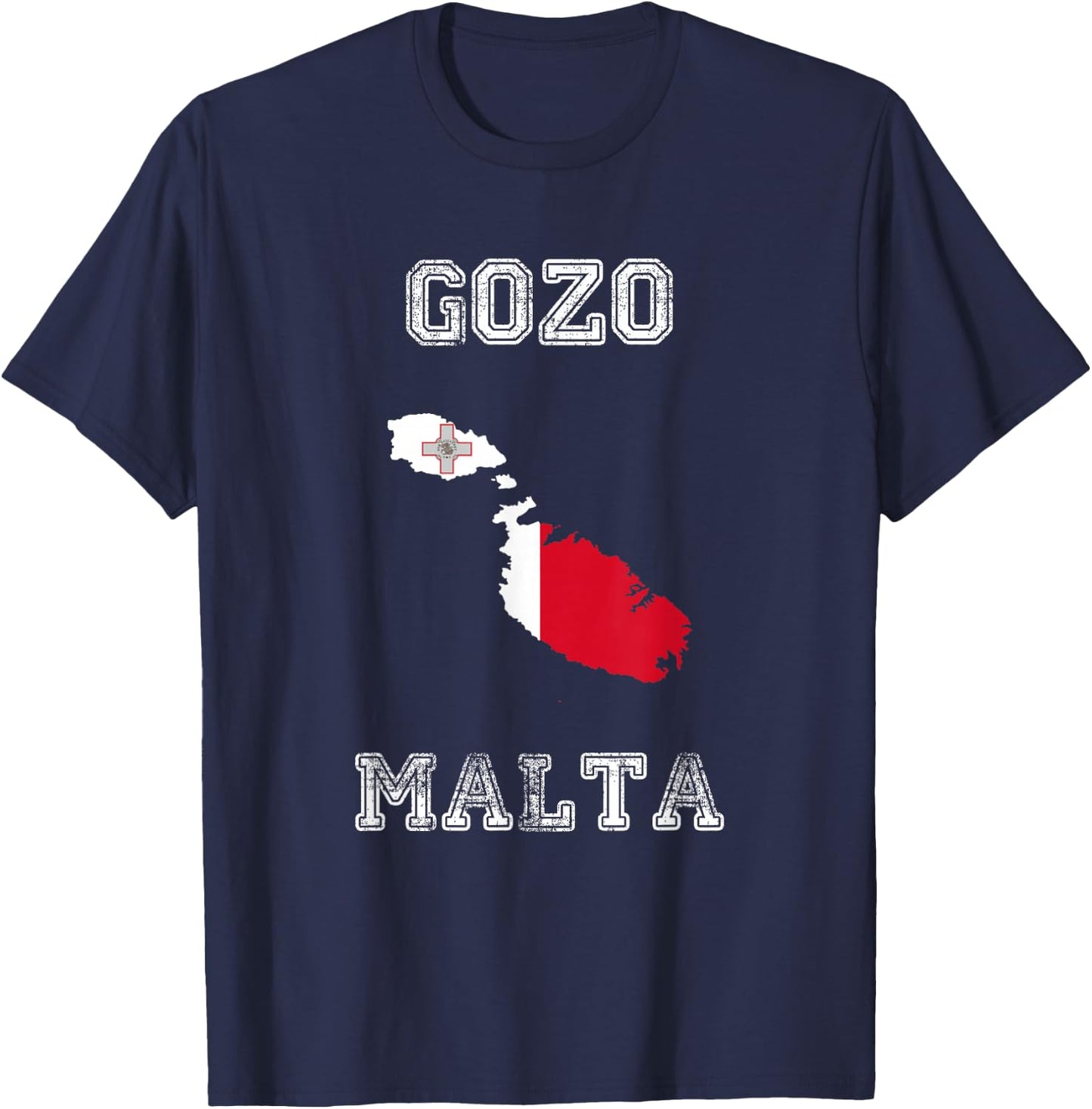 Malta Distressed Flag Gozo Pride T-Shirt - T-Shirt | Navy