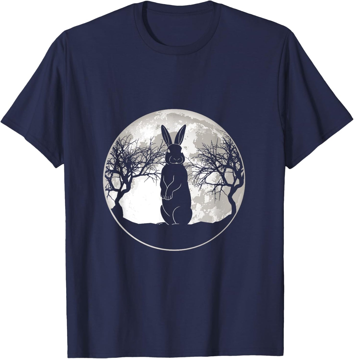 Scary Bunny Moon Night Rabbit T-Shirt - T-Shirt | Navy