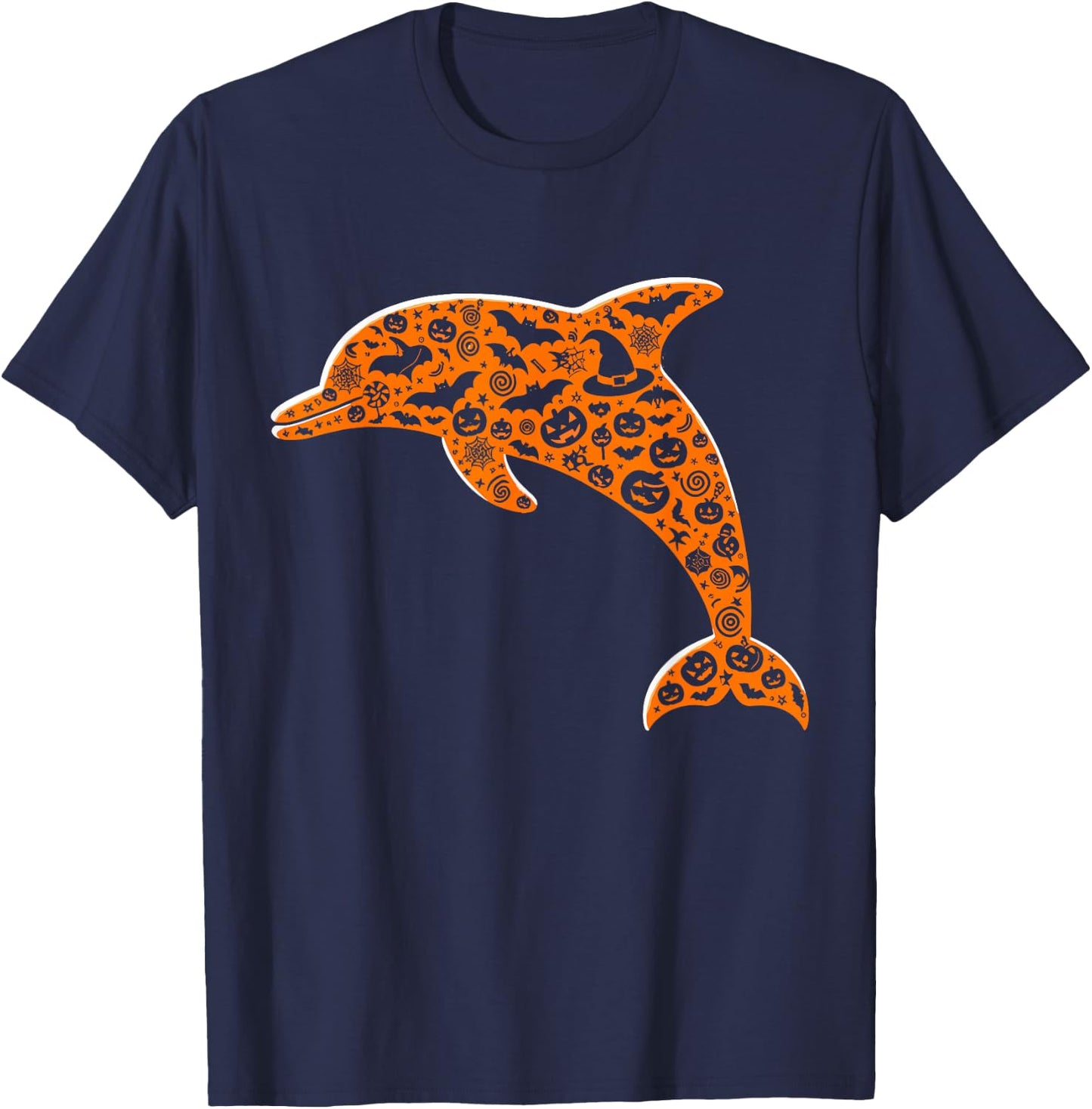 Funny Pumpkin Dolphin Candy Halloween Kids T-Shirt - T-Shirt | Navy