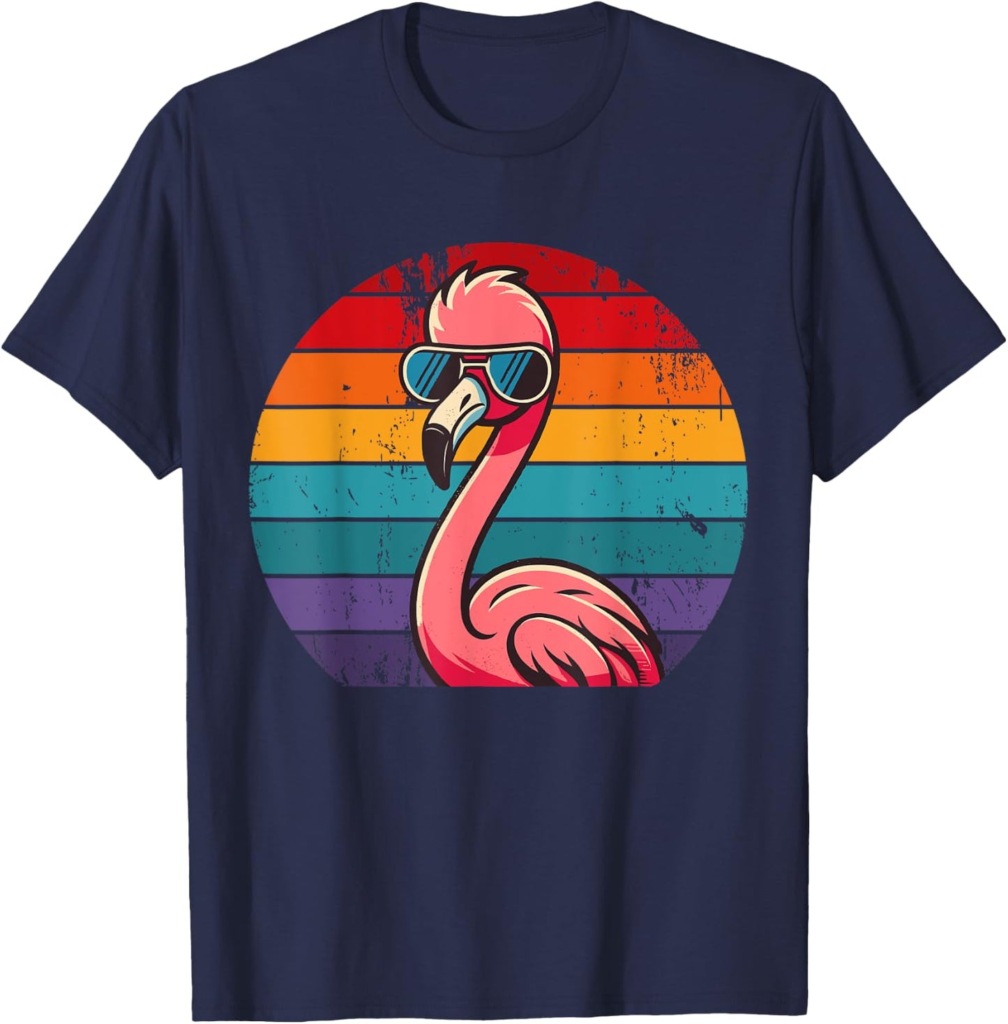Pink Flamingo in Sunglasses Men Women Kids Funny Flamingo T-Shirt - T-Shirt | Navy