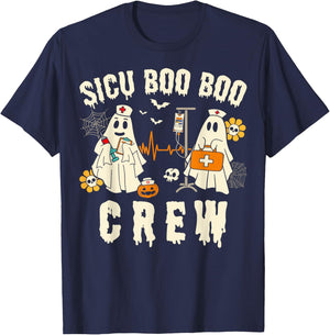 SICU Nurse Cute Health Worker Halloween Ghost Nurse T-Shirt - T-Shirt | Navy