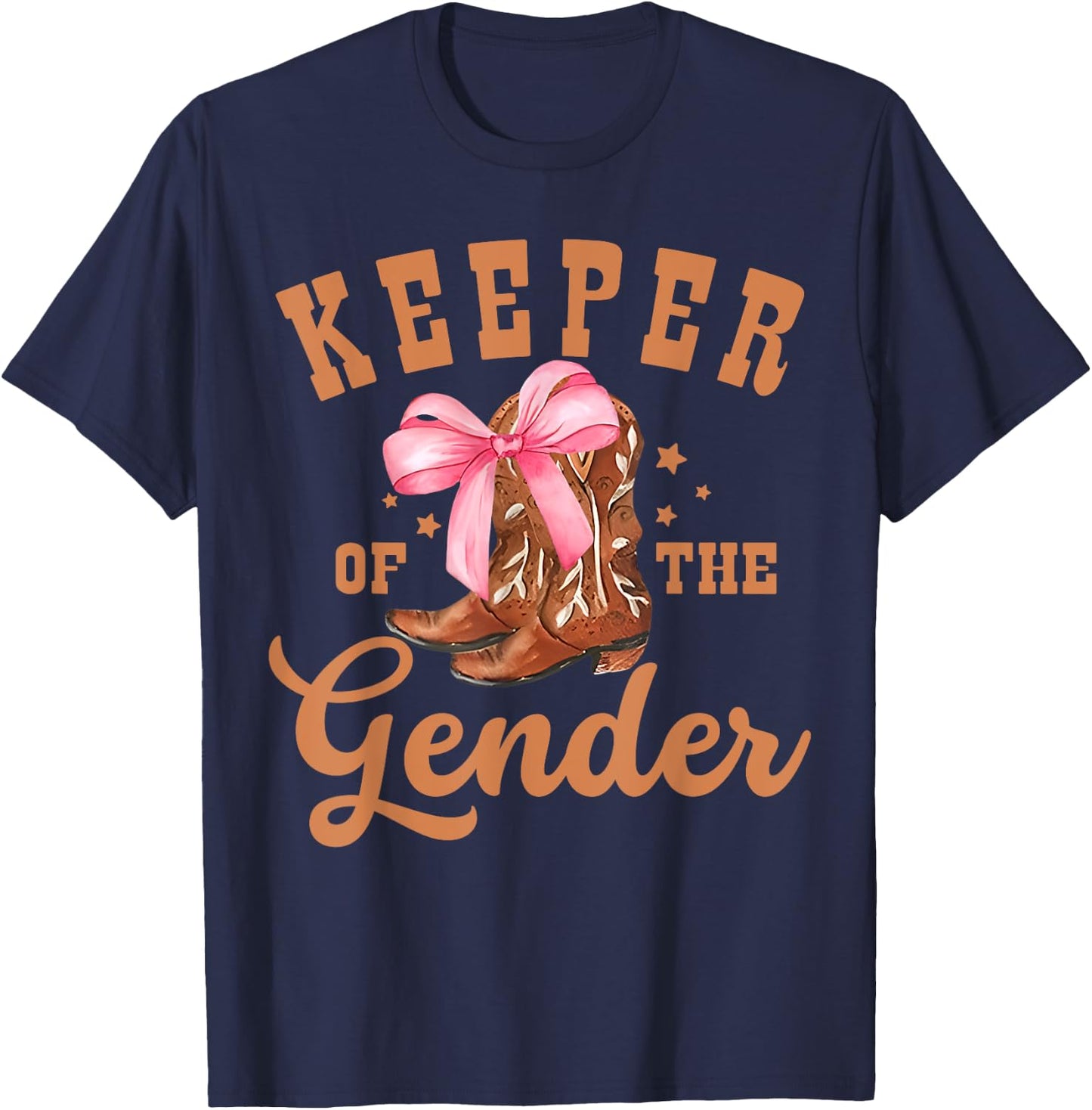 Keeper of The Gender Bow Or Cowboy Boot Gender Reveal T-Shirt - T-Shirt | Navy