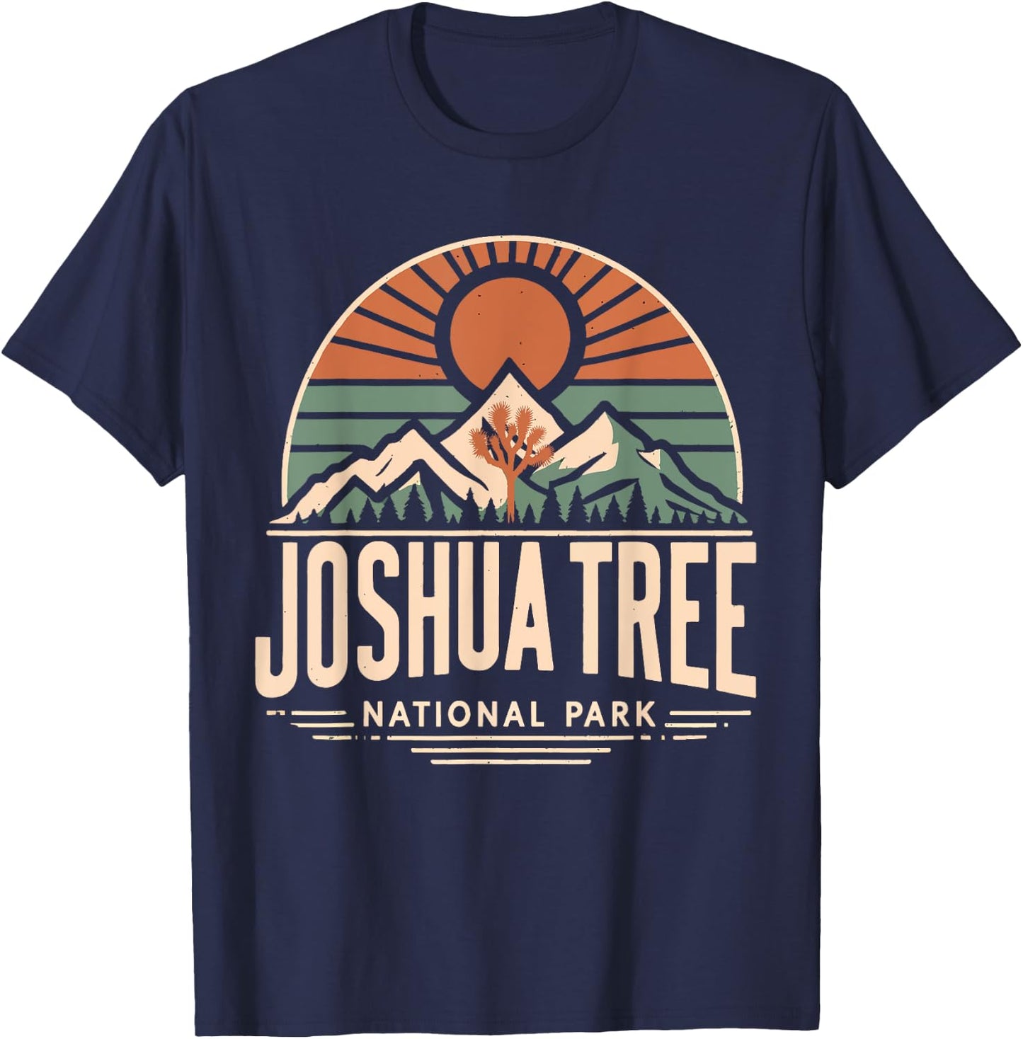 Vintage Joshua Tree National Park Hiking Camping Outdoor T-Shirt - T-Shirt | Navy