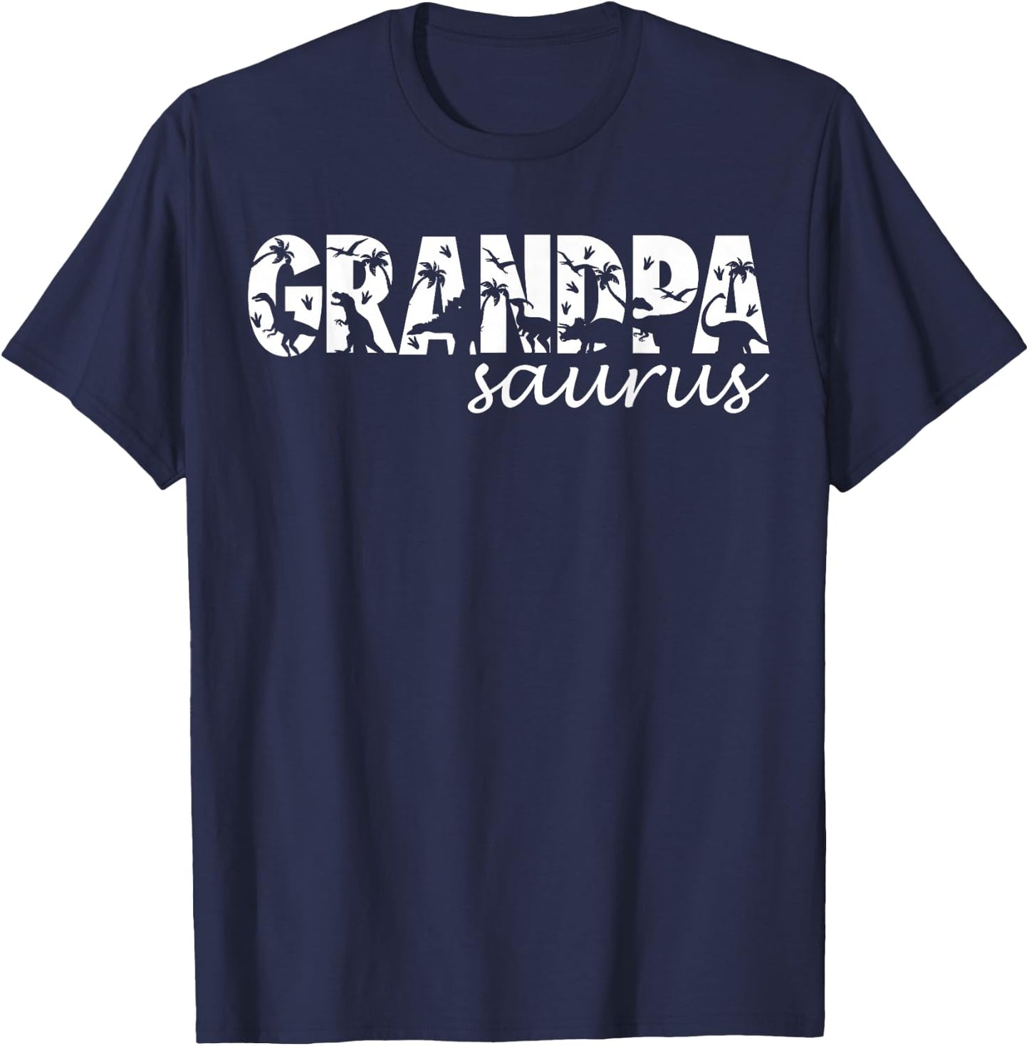 Grandpasaurus T Rex Dinosaur Grandpa Saurus Family Matching T-Shirt - T-Shirt | Navy