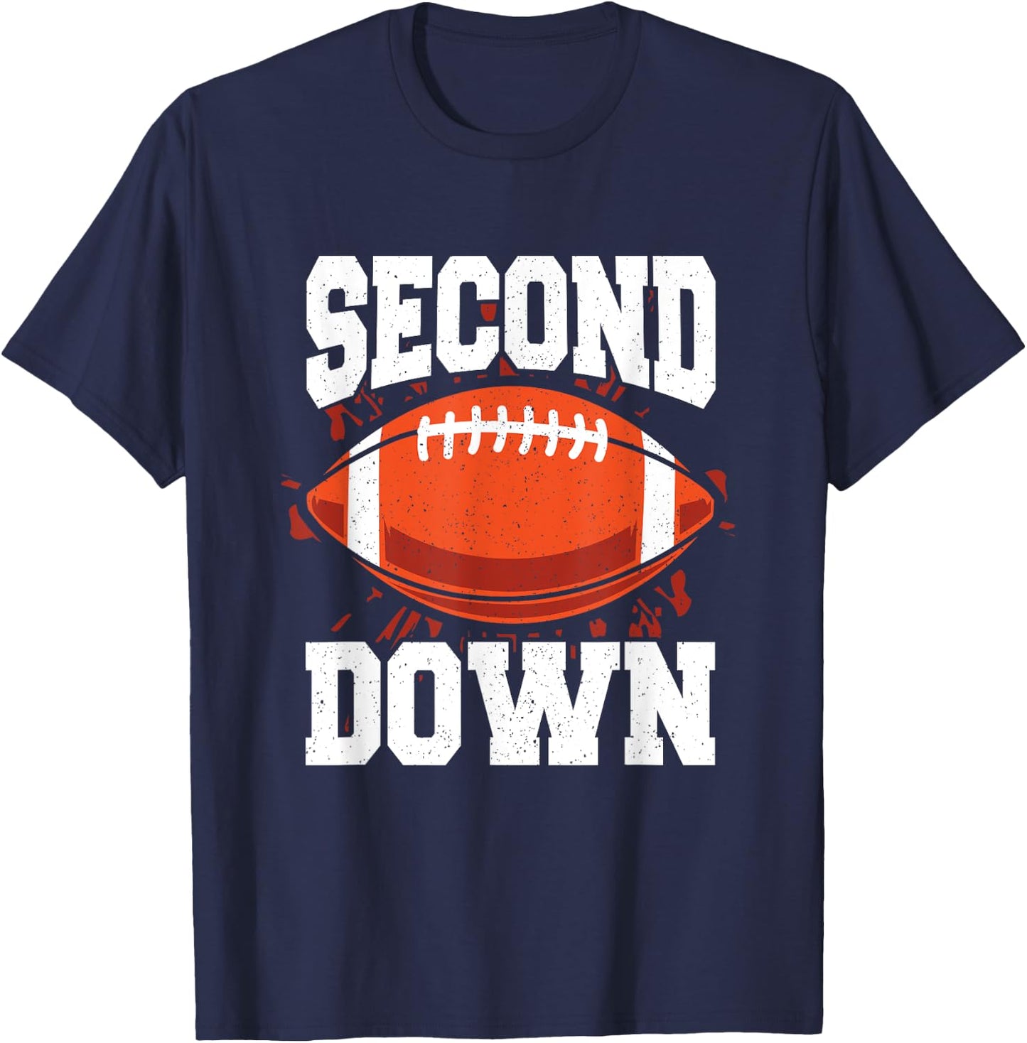 Second Down 2 Year Old Football Birthday Boy 2nd Birthday T-Shirt - T-Shirt | Navy