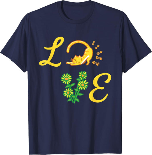 Sunflower Love Flora Cat Kitten Bouquet Florists Women Kids T-Shirt - T-Shirt | Navy