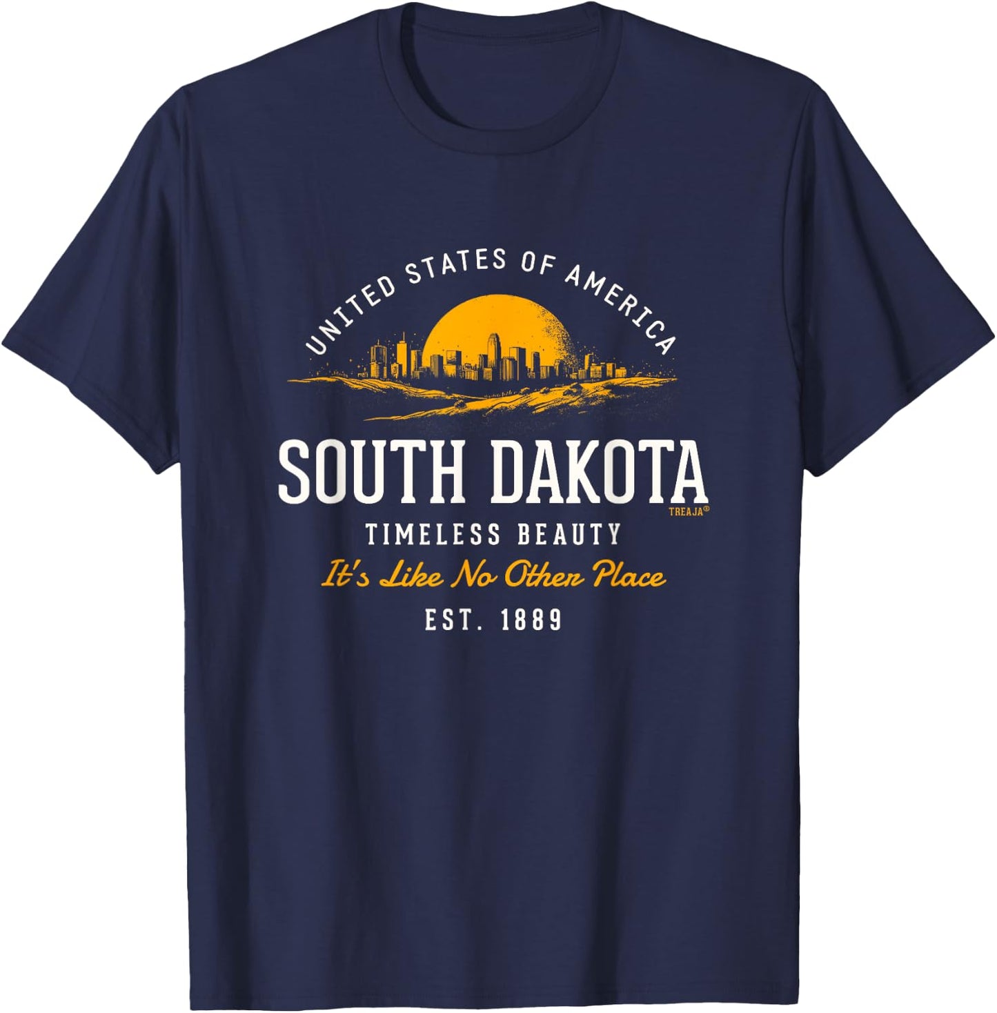 Retro Styled State of South Dakota Vintage T-Shirt - T-Shirt | Navy