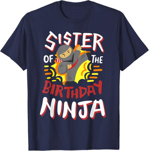 Sister Of The Birthday Ninja Karate Kids Bday Party Family T-Shirt - T-Shirt | Navy