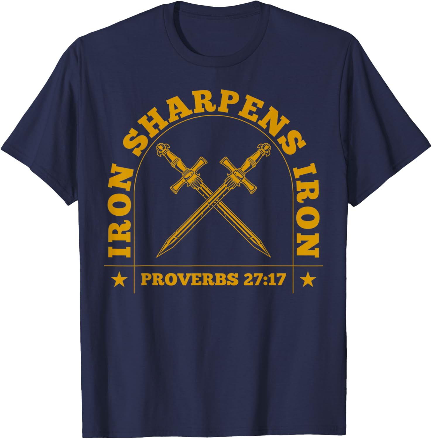 Vintage Iron Sharpens Iron Men Women Faith Religious Gift T-Shirt - T-Shirt | Navy