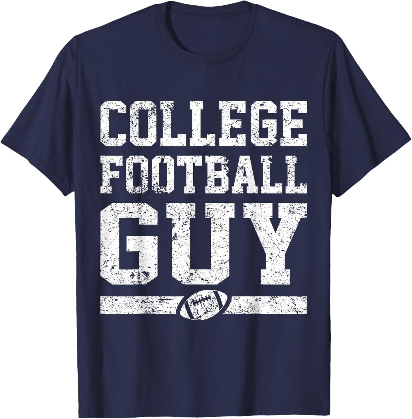 Vintage Funny College Football T-Shirt - T-Shirt | Navy